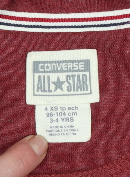 Converse Boys Red Sleeveless Full Zip Hoodie Vest 3-4 Years All Star Logo