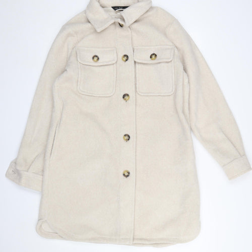 F&F Women Beige Mid-Length Button Overcoat Size M