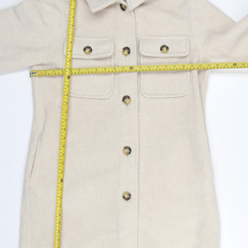 F&F Women Beige Mid-Length Button Overcoat Size M