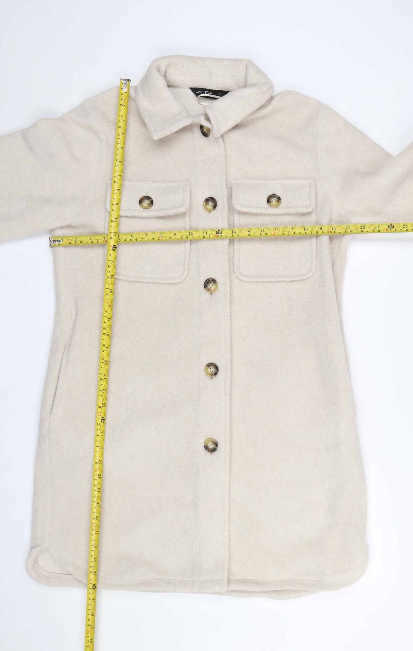 F&F Women Beige Mid-Length Button Overcoat Size M