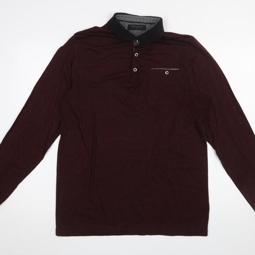 Authentic Casual Wear Men’s Brown Long Sleeve Polo Shirt Size L