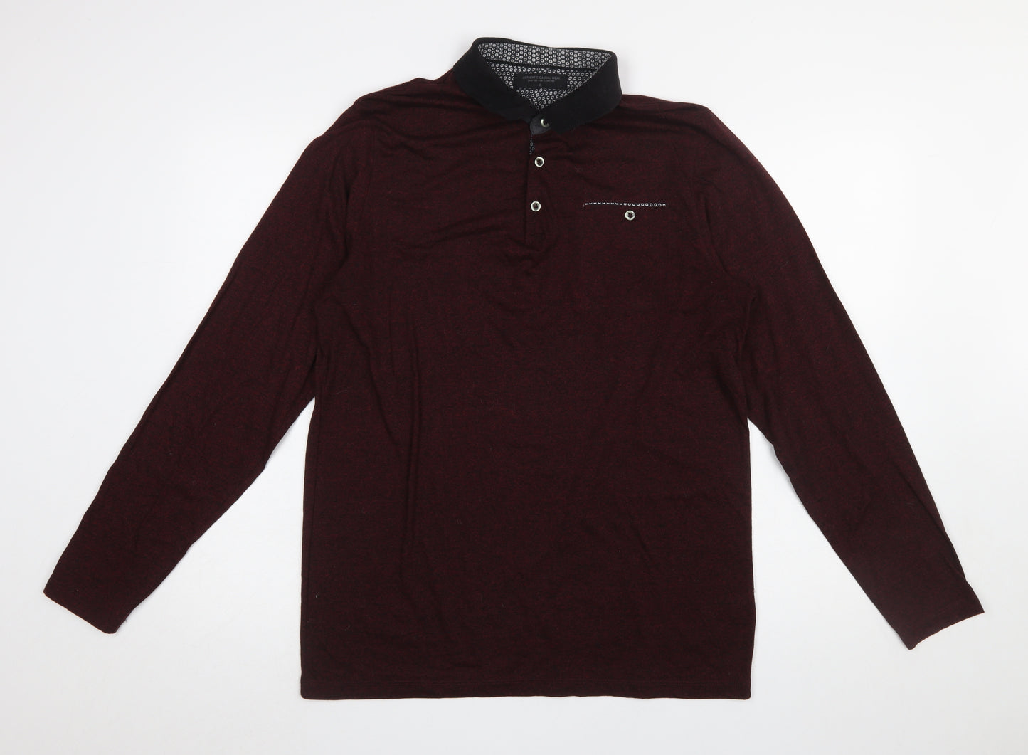 Authentic Casual Wear Men’s Brown Long Sleeve Polo Shirt Size L