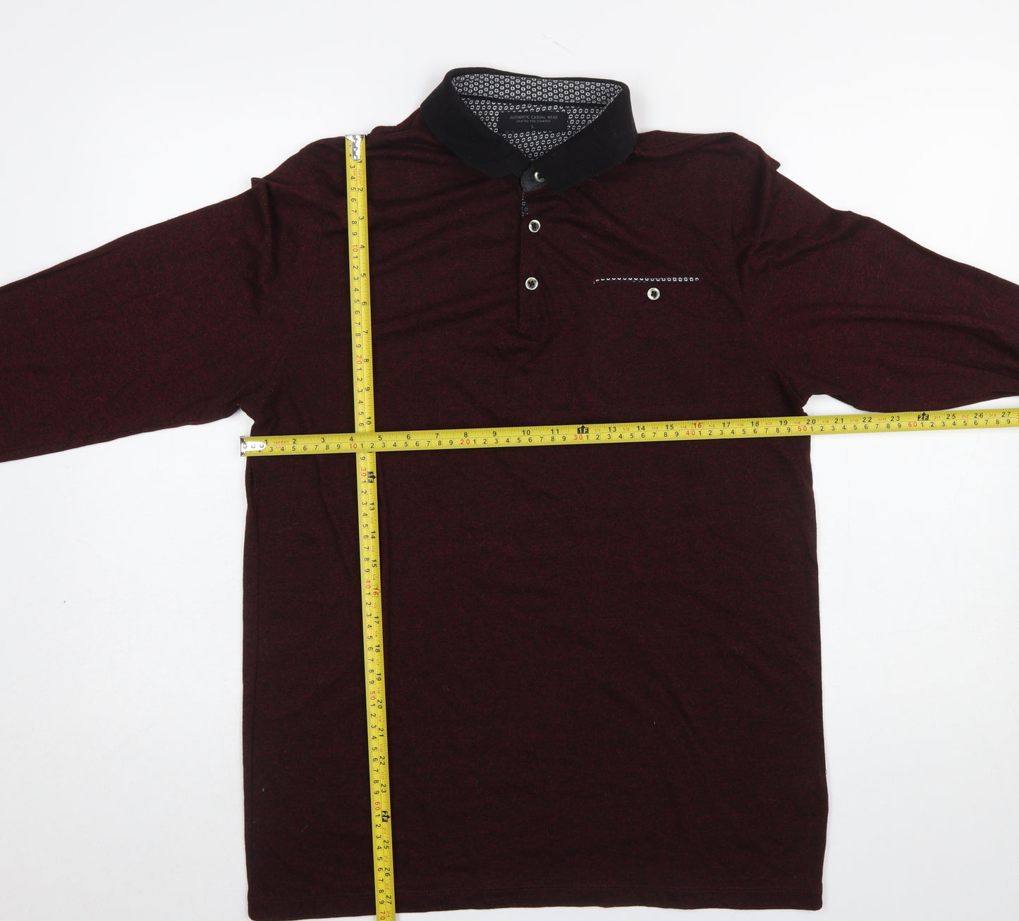 Authentic Casual Wear Men’s Brown Long Sleeve Polo Shirt Size L