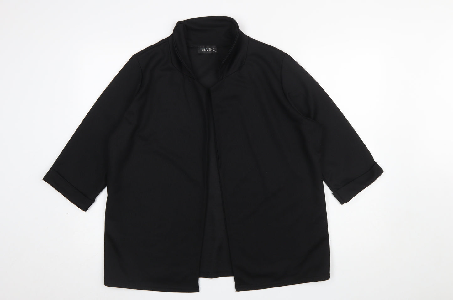 Club L Women's Black Size 14 Basic 3/4 Sleeve Blouse