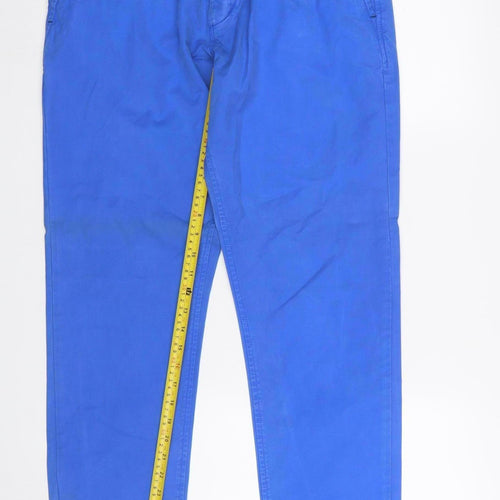 Twisted Soul Women's Blue Chino Trousers One Size Cotton Relaxed Fit