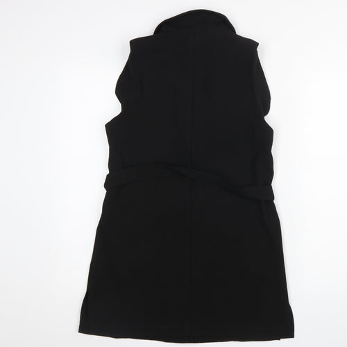 Atmosphere Women's Black Belted Sleeveless Mid-Length Waistcoat Size 10