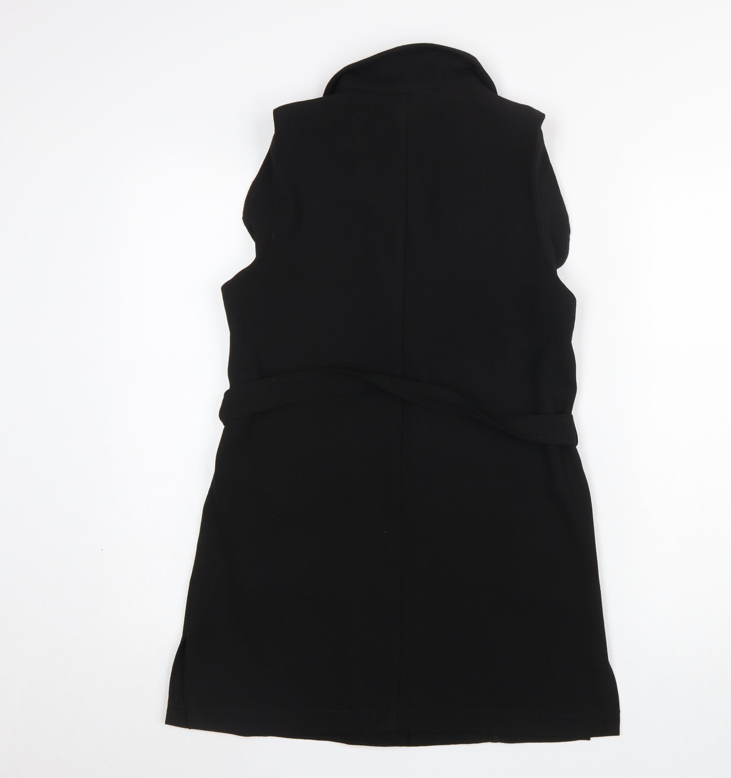 Atmosphere Women's Black Belted Sleeveless Mid-Length Waistcoat Size 10