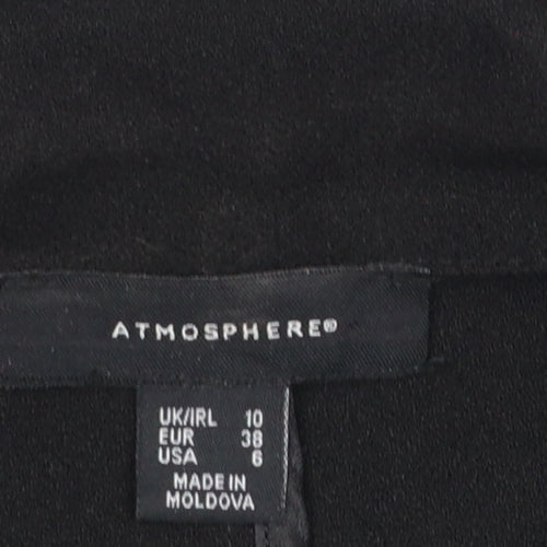 Atmosphere Women's Black Belted Sleeveless Mid-Length Waistcoat Size 10