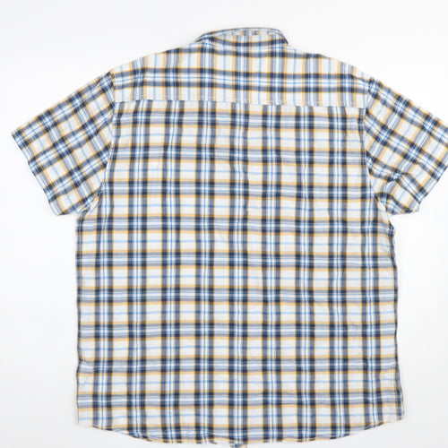 Peacocks Mens Blue Yellow Check Short Sleeve Button-Up Shirt XL