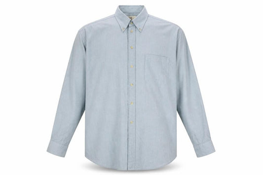 Front view of EWM Men’s Blue XL Button-Up Long Sleeve Classic Shirt