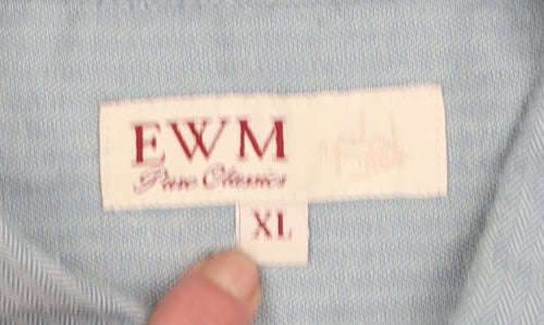 EWM Men’s Blue XL Button-Up Long Sleeve Classic Shirt