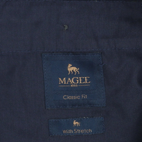Magee 1866 Men's Brown Classic Fit Chino Trousers 38S Cotton Stretch