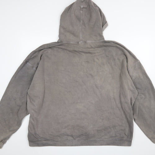 PrettyLittleThing Women’s Grey Pullover Hoodie L Logo Print Casual