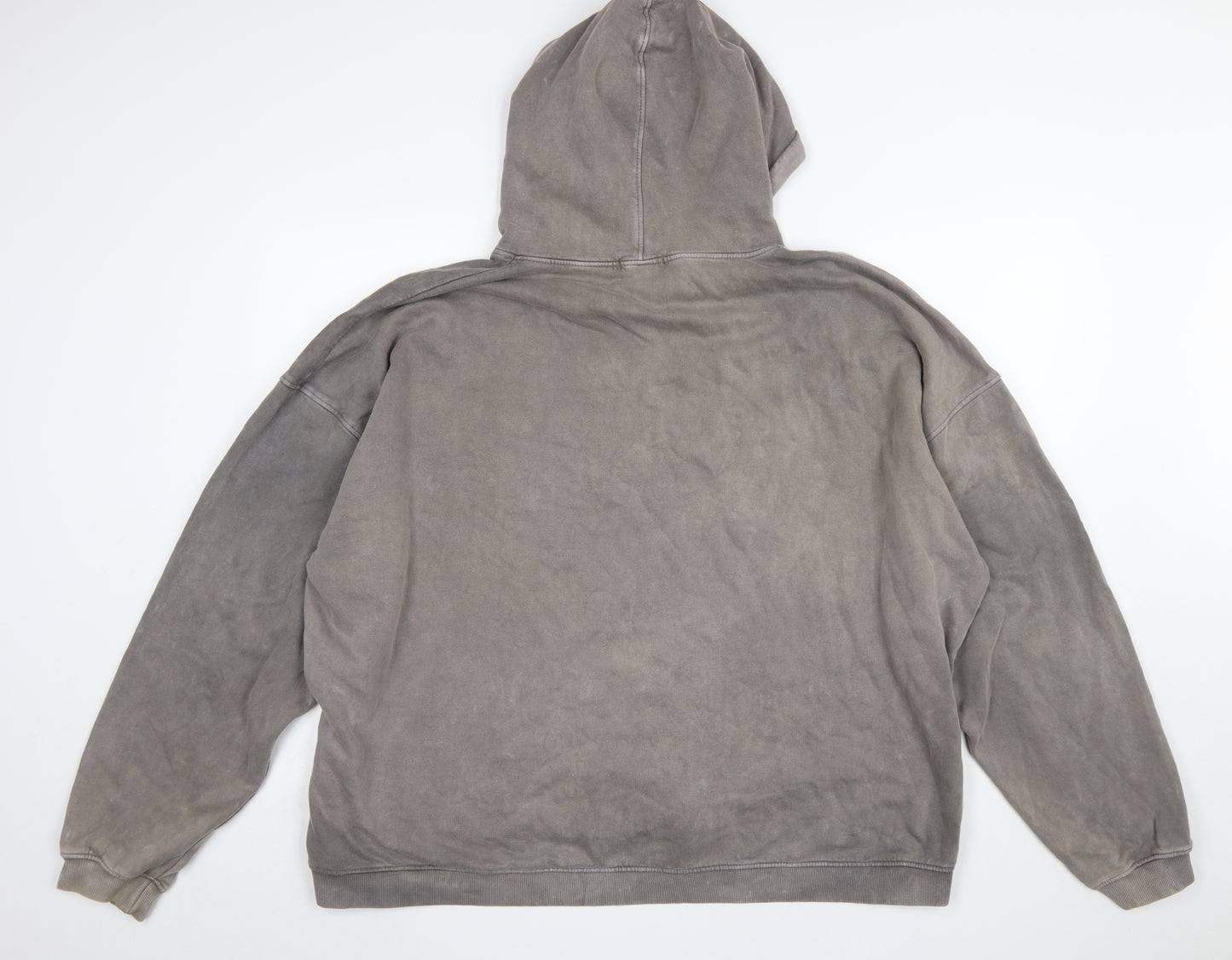 PrettyLittleThing Women’s Grey Pullover Hoodie L Logo Print Casual