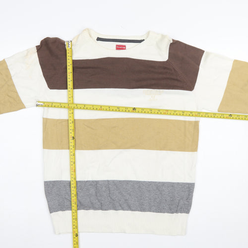 Firetrap Men's Multicoloured Striped Cotton Jumper Size L Crew Neck