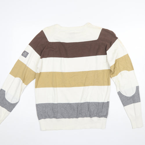 Firetrap Men's Multicoloured Striped Cotton Jumper Size L Crew Neck