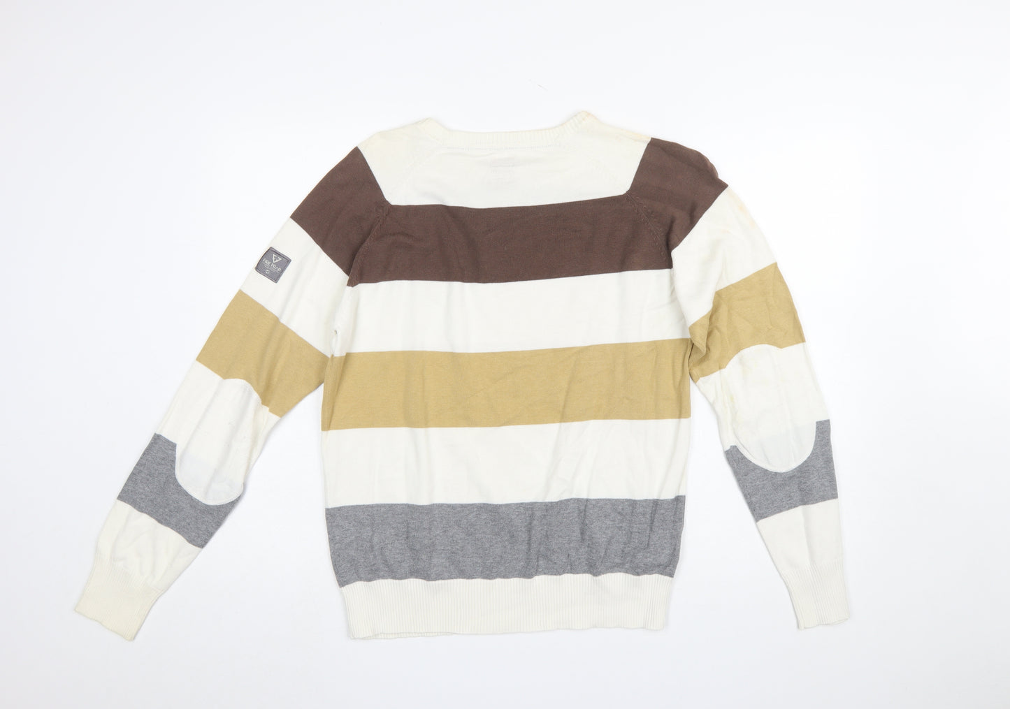 Firetrap Men's Multicoloured Striped Cotton Jumper Size L Crew Neck