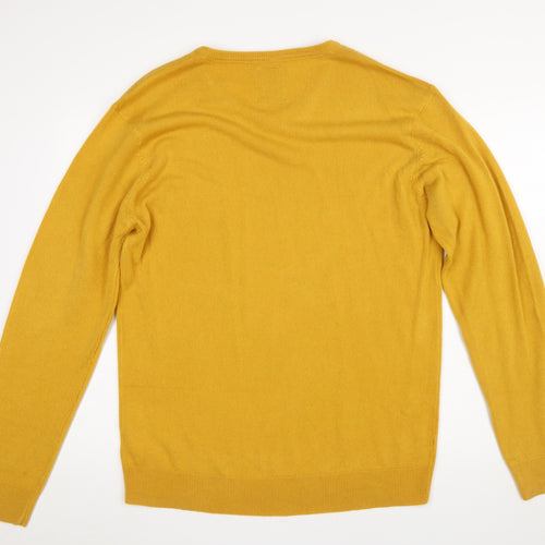 Peacocks Men’s Yellow V-Neck Acrylic Jumper XL