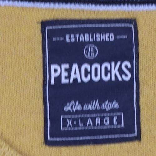 Peacocks Men’s Yellow V-Neck Acrylic Jumper XL