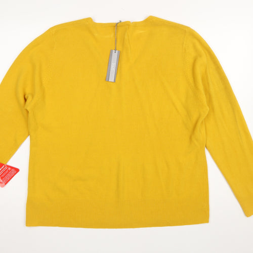 South Women's Yellow V-Neck Acrylic Pullover Jumper Size 24