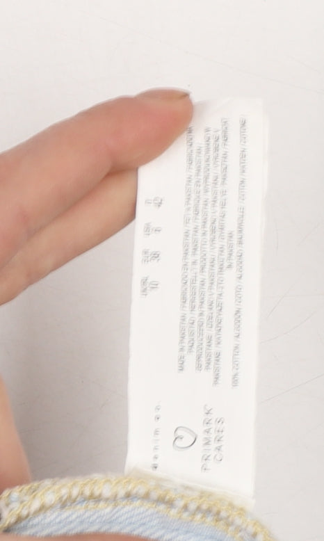 Primark Women's Blue High Rise Mom Jeans Size 10 Distressed Denim