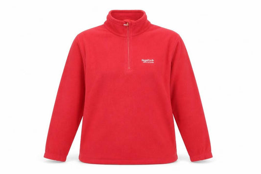 Front view of Regatta Women's Red 1/4 Zip Fleece Sweatshirt UK 14 Outdoor Pullover