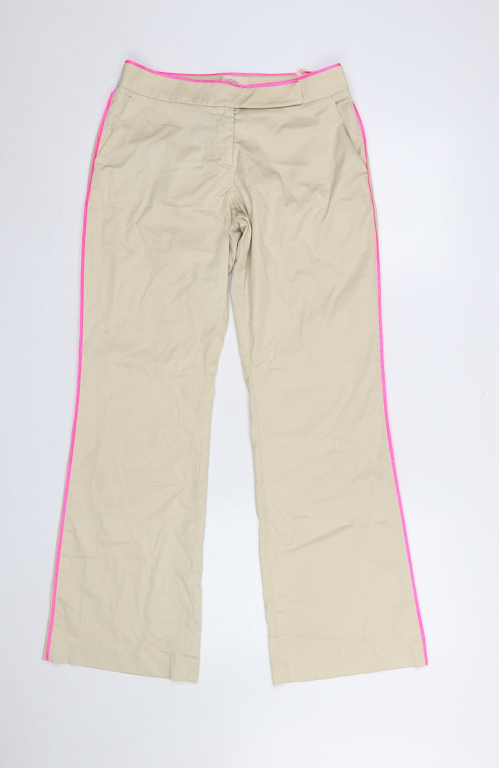 Whistles Women Beige Chino Trousers UK 10 Straight Leg Stretch