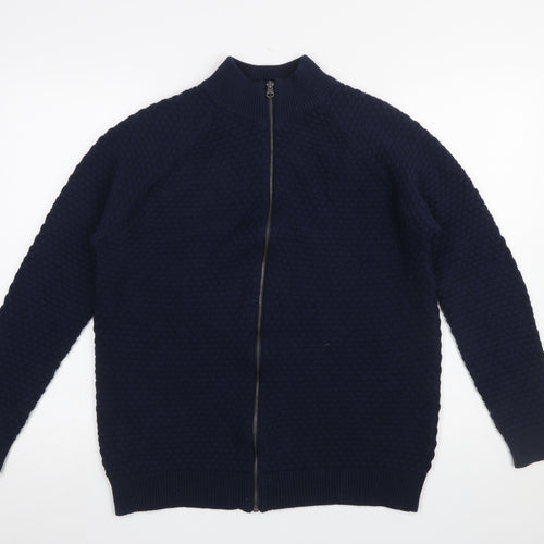 Livergy Men’s Blue Full Zip Waffle Knit Jumper Size L