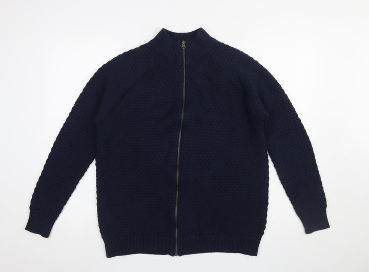 Livergy Men’s Blue Full Zip Waffle Knit Jumper Size L