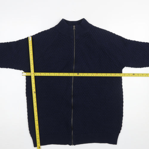 Livergy Men’s Blue Full Zip Waffle Knit Jumper Size L