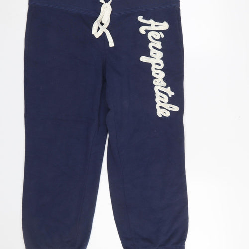 Aeropostale Womens Blue Capri Sweatpants Size L Logo Drawstring