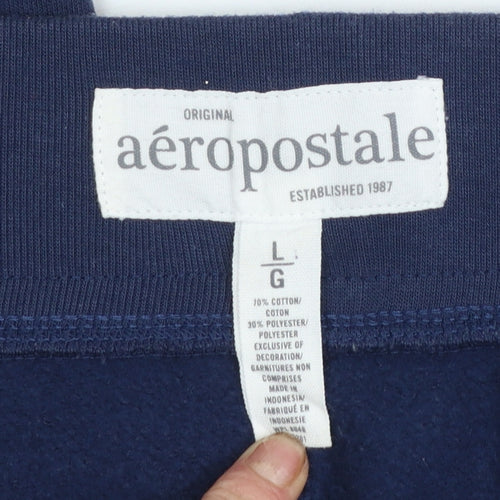 Aeropostale Womens Blue Capri Sweatpants Size L Logo Drawstring