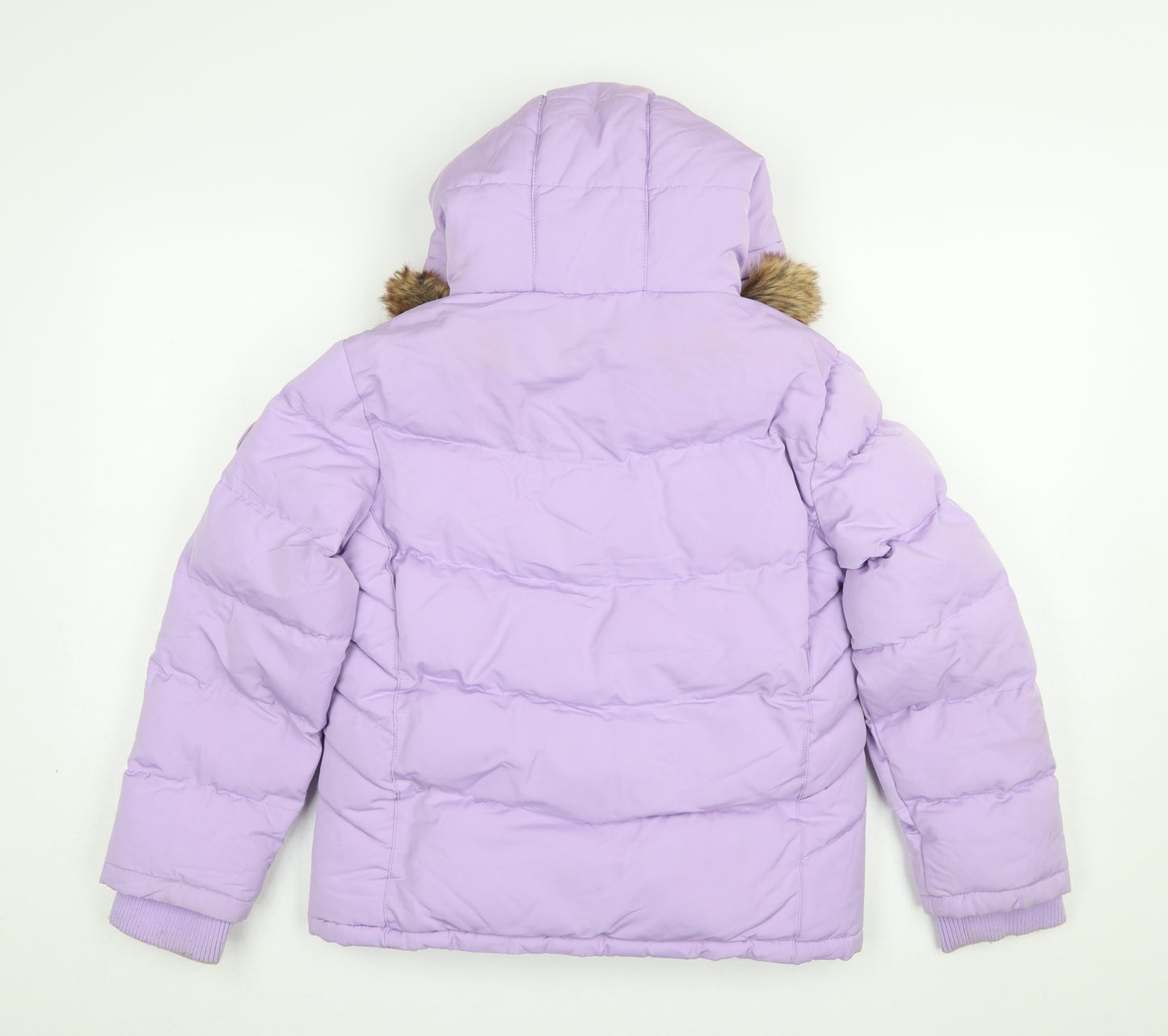 SoulCal & Co Girls Purple Hooded Puffer Jacket Coat 9-10 Years Winter Polyester