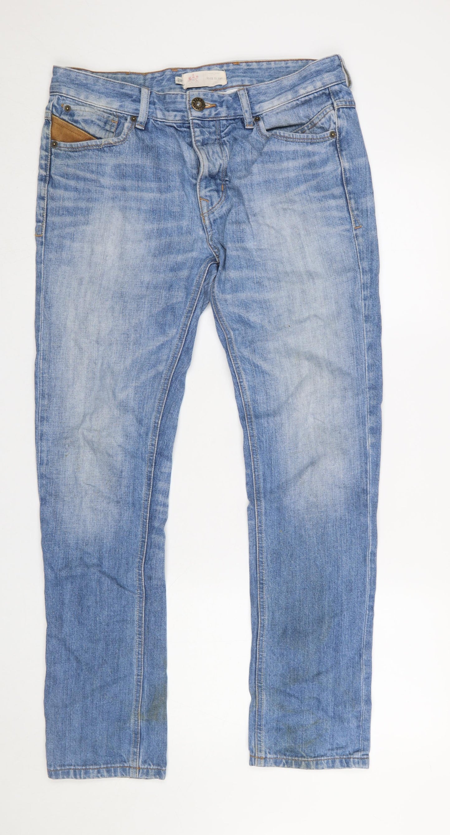 River Island Men's Blue Straight Leg 32W 32L Denim Jeans