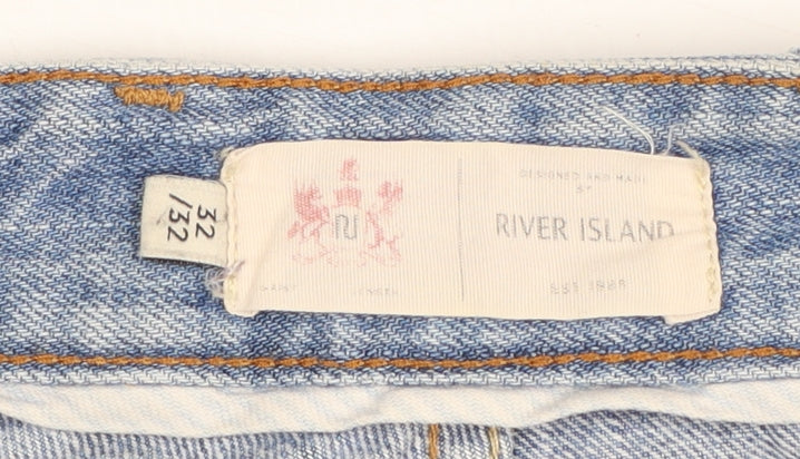River Island Men's Blue Straight Leg 32W 32L Denim Jeans