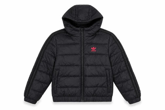 Adidas Girls Black Hooded Puffer Jacket 9-10 Years Quilted Full Zip