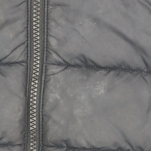 Adidas Girls Black Hooded Puffer Jacket 9-10 Years Quilted Full Zip