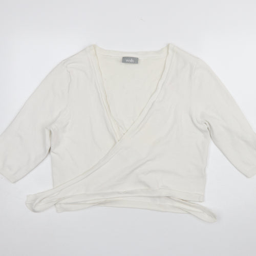 Wallis Women’s Ivory Wrap V-Neck 3/4 Sleeve Knit Jumper L