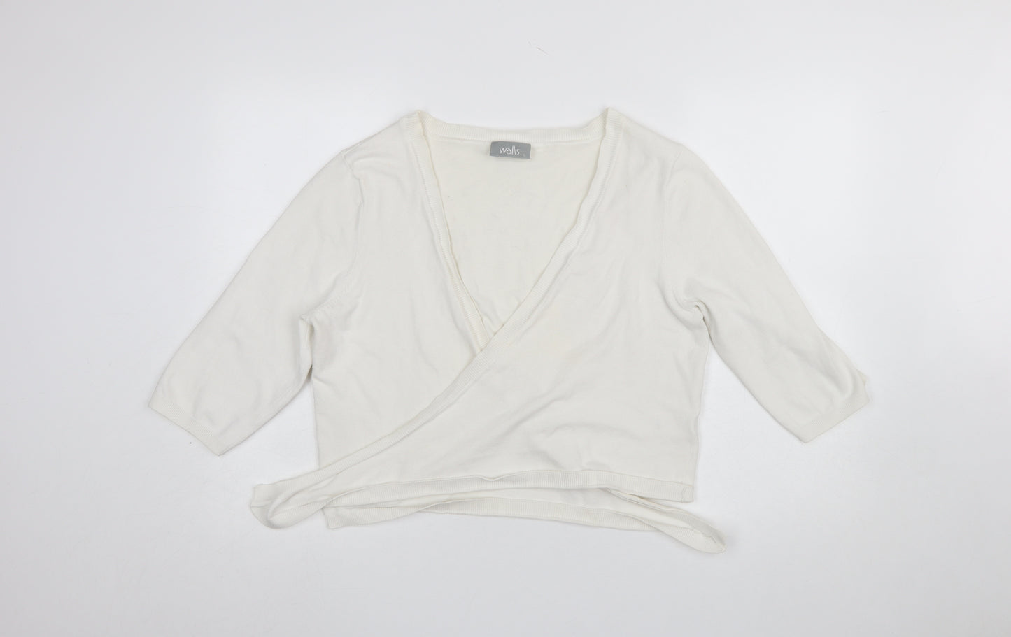 Wallis Women’s Ivory Wrap V-Neck 3/4 Sleeve Knit Jumper L