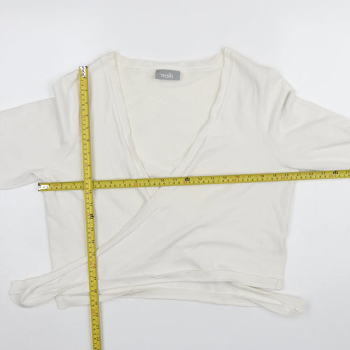 Wallis Women’s Ivory Wrap V-Neck 3/4 Sleeve Knit Jumper L