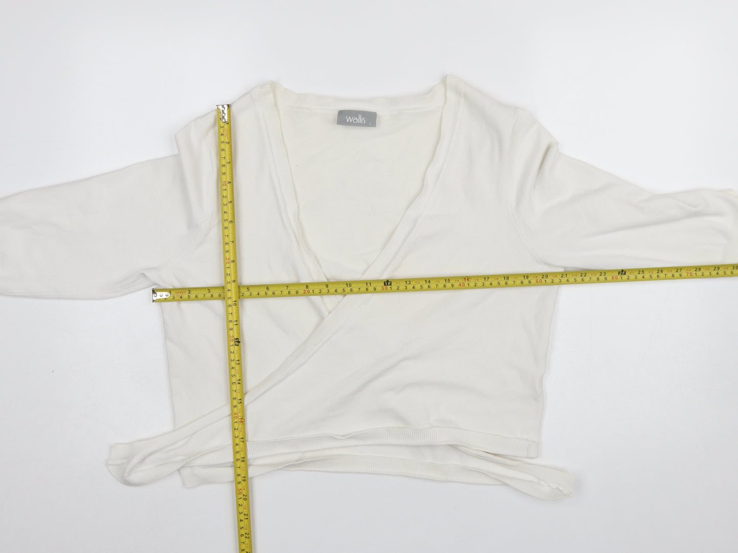 Wallis Women’s Ivory Wrap V-Neck 3/4 Sleeve Knit Jumper L