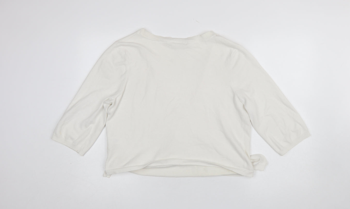 Wallis Women’s Ivory Wrap V-Neck 3/4 Sleeve Knit Jumper L
