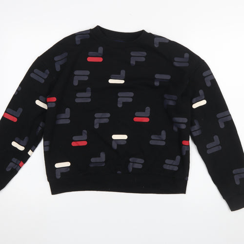 Fila Women's Black Small Pullover Sweatshirt with Logo Print