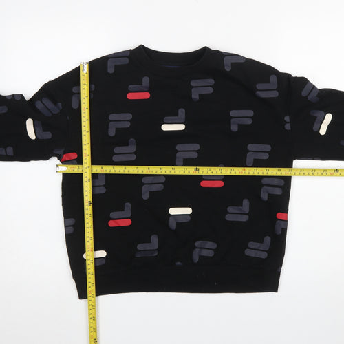 Fila Women's Black Small Pullover Sweatshirt with Logo Print