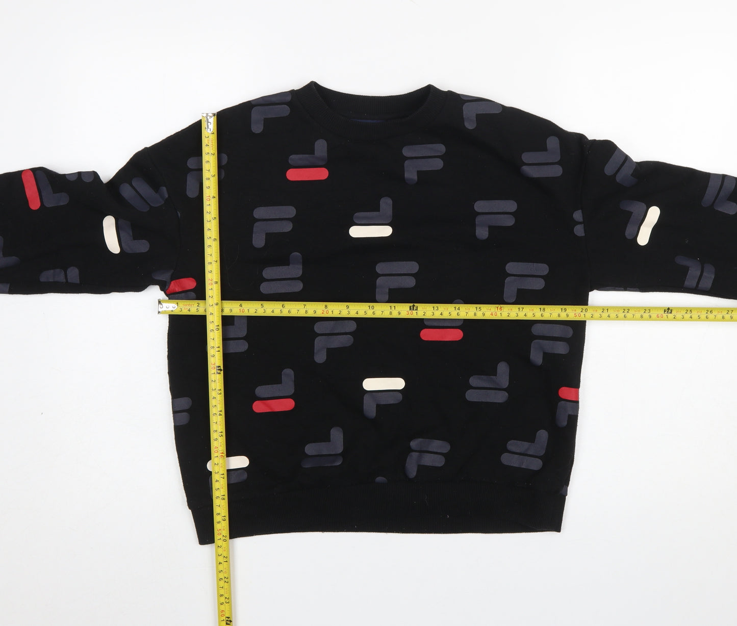 Fila Women's Black Small Pullover Sweatshirt with Logo Print