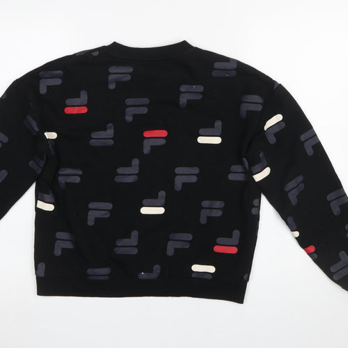 Fila Women's Black Small Pullover Sweatshirt with Logo Print