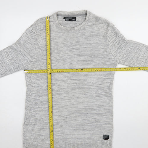 Broken Standard Men's Grey Cotton Crew Neck Pullover Jumper M