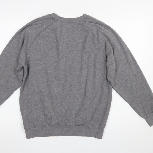 Hollister Women Grey Small Crew Neck Pullover Sweatshirt HCO Print