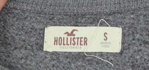 Hollister Women Grey Small Crew Neck Pullover Sweatshirt HCO Print