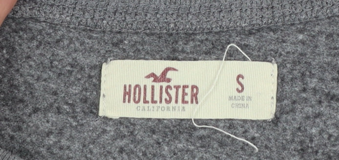Hollister Women Grey Small Crew Neck Pullover Sweatshirt HCO Print